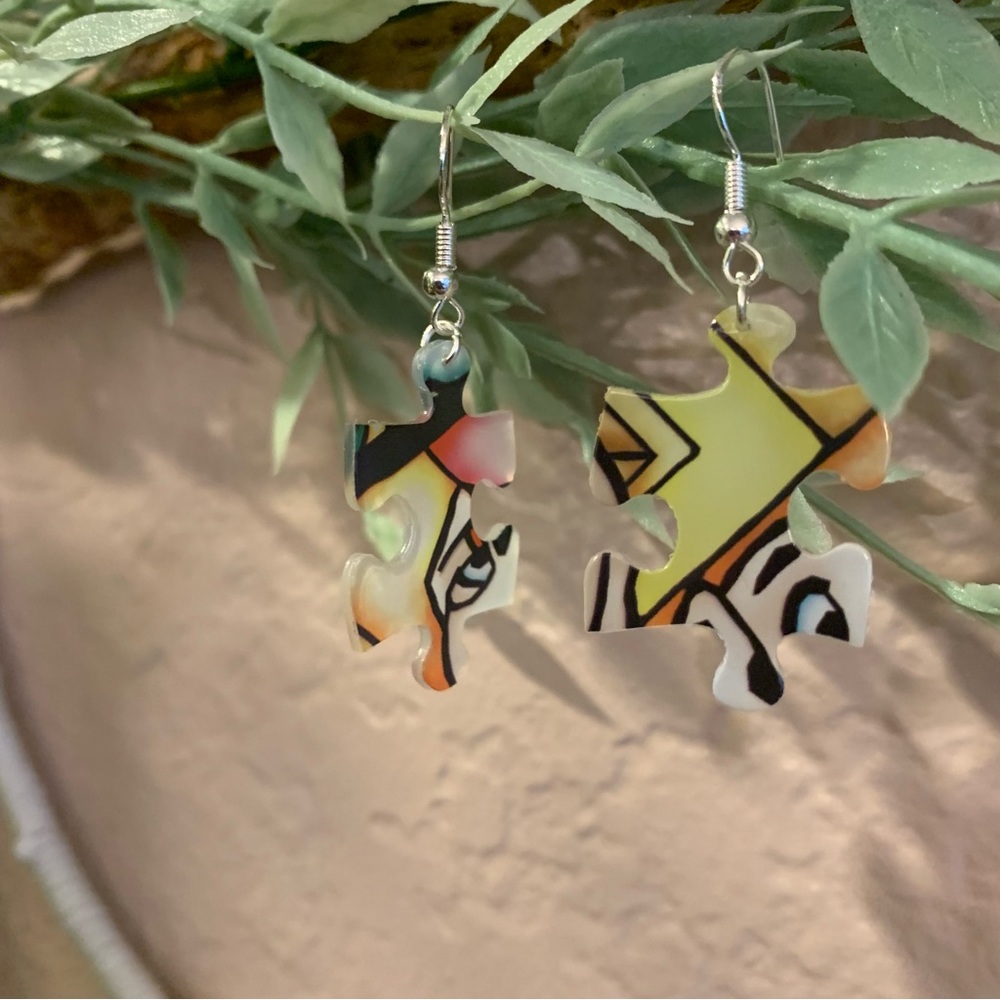 Handmade puzzle earrings - Picture 5 of 11